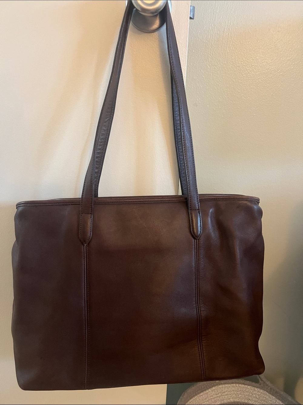 Vintage Coach Brown Glovetanned Leather Zip Top Tote (Style 9819)